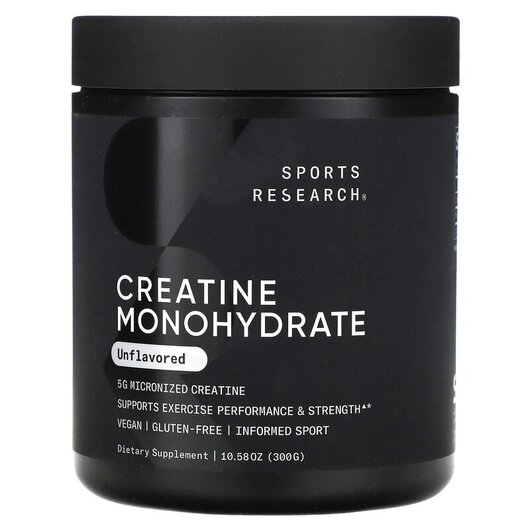 Основне фото товару Sports Research, Creatine Monohydrate Unflavored, Креатин, 300 г