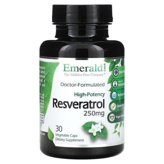 Основное фото товара Resveratrol 250 mg Основное фото товара Emerald, Ресвератрол, Resveratrol 250 mg, 30 капсул