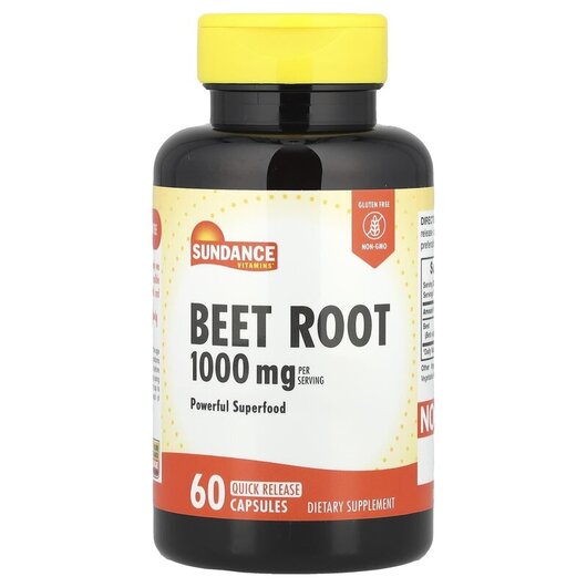 Основне фото товару Sundance Vitamins, Beet Root 1000 mg, Червоний буряк, 60 капсул