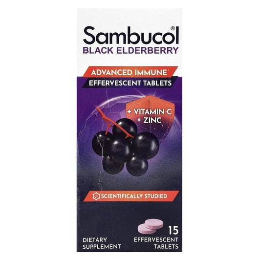 Основное фото товара Бузина с Цинком, Black Elderberry Vitamin C Zinc, 15 таблеток