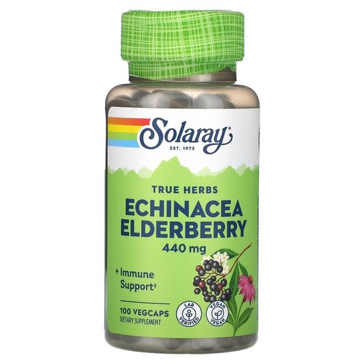 Основное фото товара Solaray, Эхинацея, True Herbs Echinacea Elderberry 440 mg, 100 ка