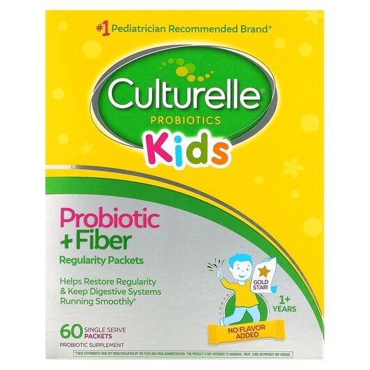 Основное фото товара Kids Regularity Probiotic + Fiber Unflavored Основное фото товара Kids Regularity Probiotic, Пробиотики для детей, 60 однократных п