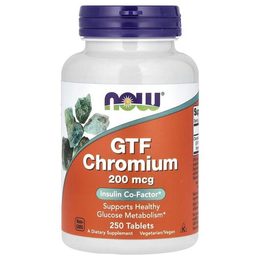 Основное фото товара GTF Chromium 200 mcg Основное фото товара NOW Foods, Хром, GTF Chromium 200 mcg, 250 таблеток