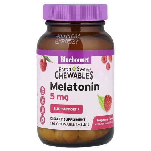 Основне фото товару Chewables Melatonin 5 mg Raspberry, Мелатонін, 120 цукерок