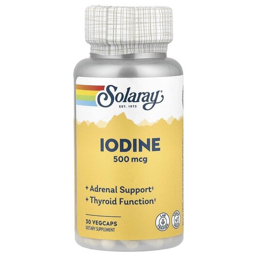Основное фото товара Solaray, Йод 500 мкг, Iodine from Potassium Iodide 500 mcg, 30 ка
