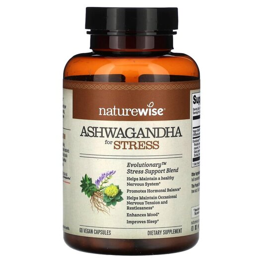 Основне фото товару Ashwagandha for Stress 600 mg Основне фото товару Naturewise, Ashwagandha for Stress 600 mg, Ашваганда, 60 капсул