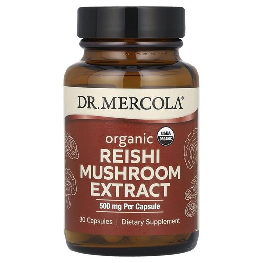 Основне фото товару Organic Reishi Mushroom Extract 500 mg Основне фото товару Organic Reishi Mushroom Extract 500 mg, Гриби Рейші, 30 капсул