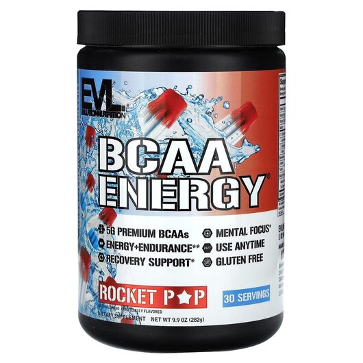 Основне фото товару BCAA ENERGY Rocket Pop Основне фото товару EVLution Nutrition, BCAA ENERGY Rocket Pop, БЦАА, 282 г
