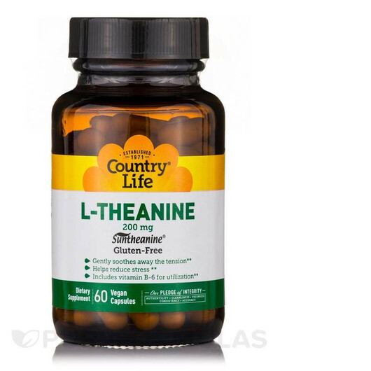 Основное фото товара L-Theanine 200 mg with B-6 Основное фото товара Country Life, L-Теанин, L-Theanine 200 mg with B-6, 60 капсул