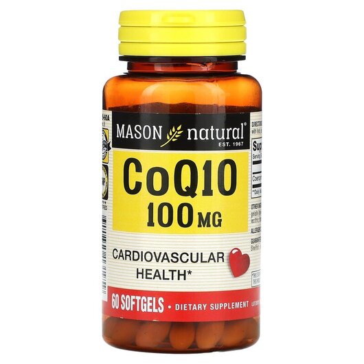 Основне фото товару Mason, Co Q10 100 mg, Коензим CoQ10, 60 капсул