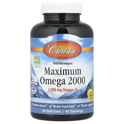 Основное фото товара Carlson, Рыбий жир Омега-3 2000 мг, Maximum Omega 2000, 90 капсул