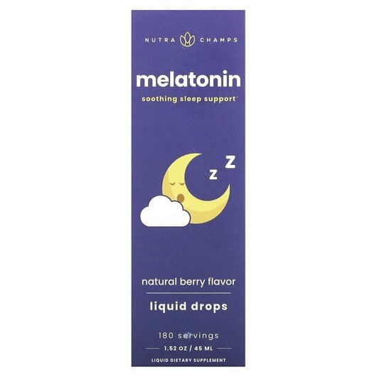 Основное фото товара Melatonin Liquid Drops Natural Berry Основное фото товара NutraChamps, Мелатонин, Melatonin Liquid Drops Natural Berry, 45