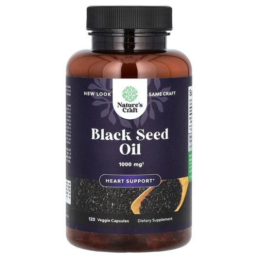 Основне фото товару Nature's Craft, Black Seed Oil 1000 mg, Чорний кмин, 120 кап