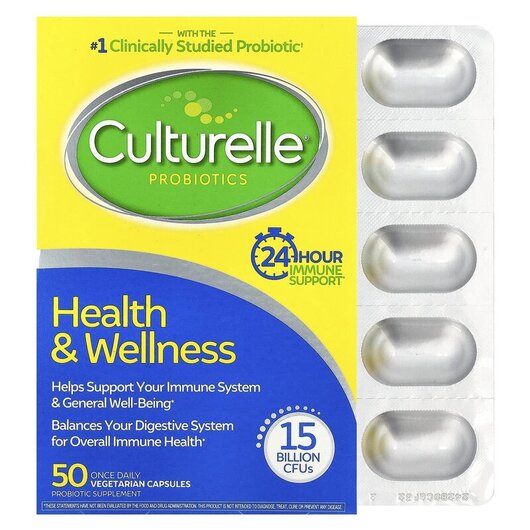 Основне фото товару Probiotics Health & Wellness Основне фото товару Culturelle, Probiotics Health & Wellness, Пробіотики, 50 капс