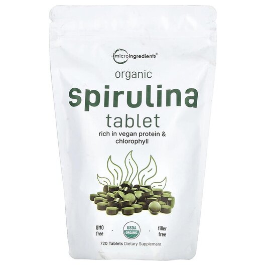Основное фото товара Micro Ingredients, Спирулина, Organic Spirulina Tablet, 720 табле
