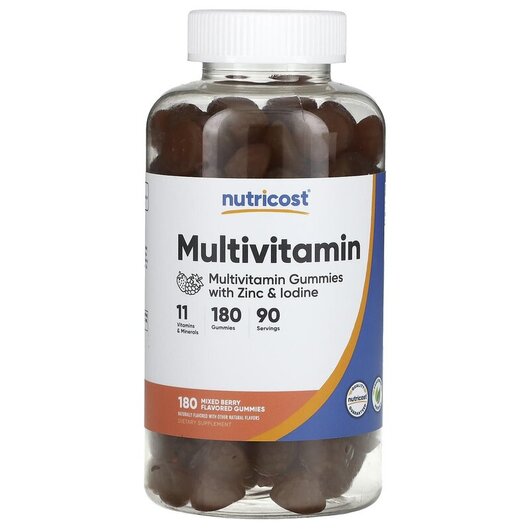Основное фото товара Multivitamin Gummies with Zinc & Iodine Mixed Berry Основное фото товара Multivitamin Gummies with Zinc & Iodine Mixed Berry, Цинк, 18