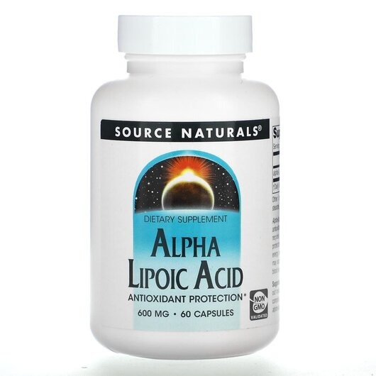 Основное фото товара Alpha Lipoic Acid 600 mg Основное фото товара Source Naturals, Альфа-липоевая, Alpha Lipoic Acid 600 mg, 60 кап