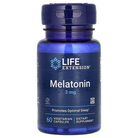 Основне фото товару Life Extension, Melatonin 3 mg, Мелатонін 3 мг, 60 капсул