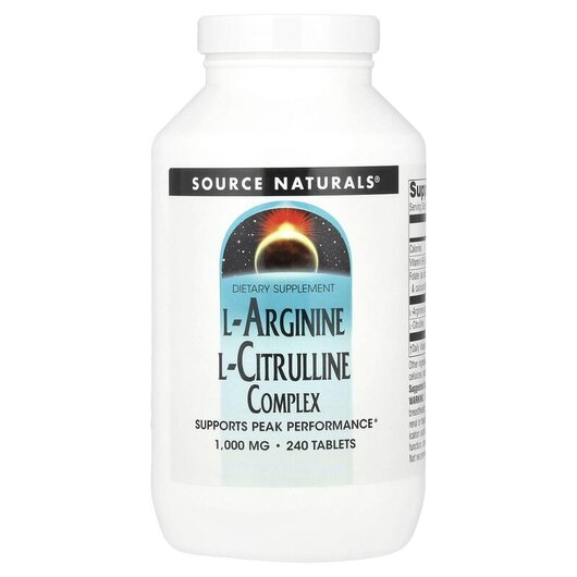 Основне фото товару L-Arginine L-Citrulline Complex 1000 mg, L-Цитрулін, 240 таблеток