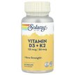 Фото товару Solaray, Vitamin D3 + K2, Вітамін D3 + K2, 60 капсул