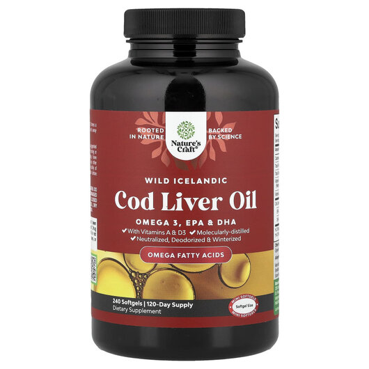 Основне фото товару Wild Icelandic Cod Liver Oil With Vitamins A & D3 Основне фото товару Wild Icelandic Cod Liver Oil With Vitamins, Олія печінки тріски,