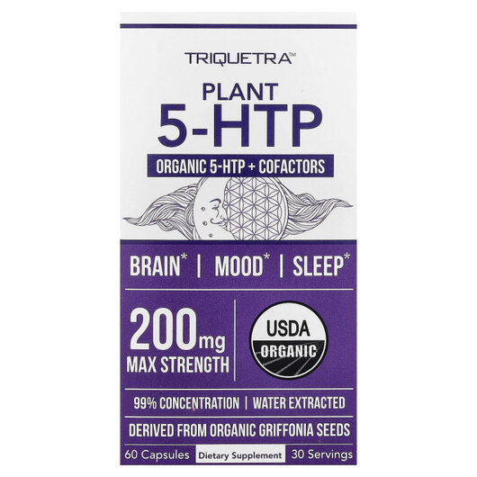 Основне фото товару Plant 5-HTP Основне фото товару Triquetra Health, Plant 5-HTP, 5-гідрокситриптофан, 60 капсул