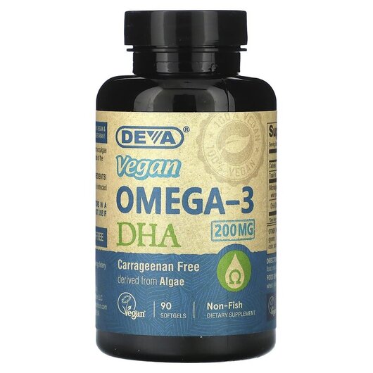 Основное фото товара Deva, Веганская Омега-3 DHA, Vegan Omega-3 DHA, 90 капсул
