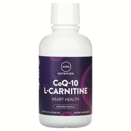 Основне фото товару CoQ-10 L-Carnitine Orange-Vanilla Основне фото товару MRM, CoQ-10 L-Carnitine, Коензим CoQ-10 L-Карнітин, 480 мл