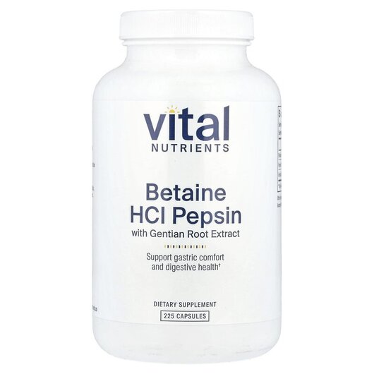 Основное фото товара Betaine HCl Pepsin Gentian Root Extract, Бетаин гидрохлорид, 225 