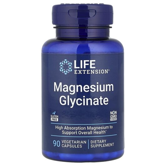Основне фото товару Life Extension, Magnesium Glycinate 105 mg, Гліцинат магнію, 90 к