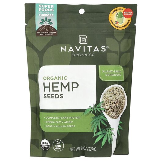 Основне фото товару Navitas Organics, Organic Hemp Seeds, Конопляний протеїн, 227 г