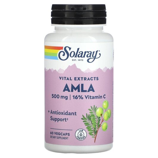 Основное фото товара Solaray, Амла, Vital Extracts AMLA 500 mg, 60 капсул