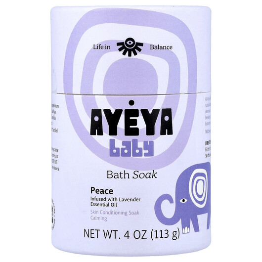 Основне фото товару Ayeya, Baby Bath Soak Lavender, Сіль для ванни, 113 г
