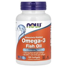 Омега 3 Molecularly Distilled Omega-3 NOW Foods 100 капсул