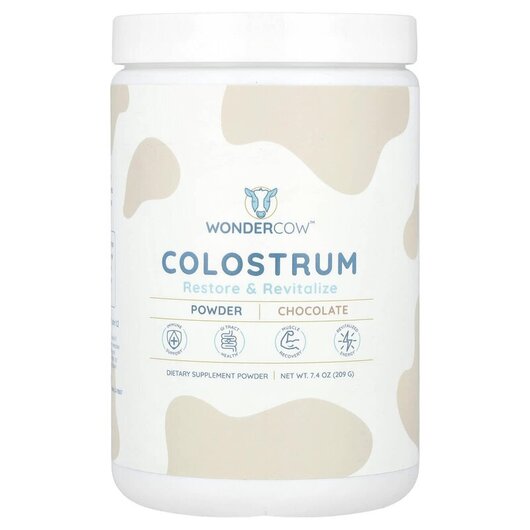 Основне фото товару Wondercow, Colostrum Powder Chocolate, Колострум, 209 г