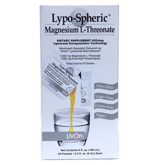 Основне фото товару LivOn Labs, Lypo-Spheric Magnesium L-Threonate, Магній Треонат, 3