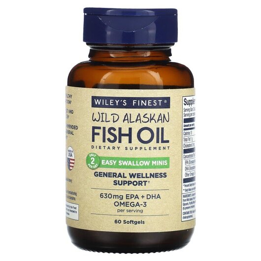 Основное фото товара Омега 3, Wild Alaskan Fish Oil Easy Swallow Minis 450 mg, 60 капс