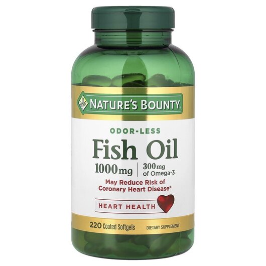 Основне фото товару Fish Oil 1000 mg, Риб'ячий жир Омега-3 1000 мг, 220 капсул