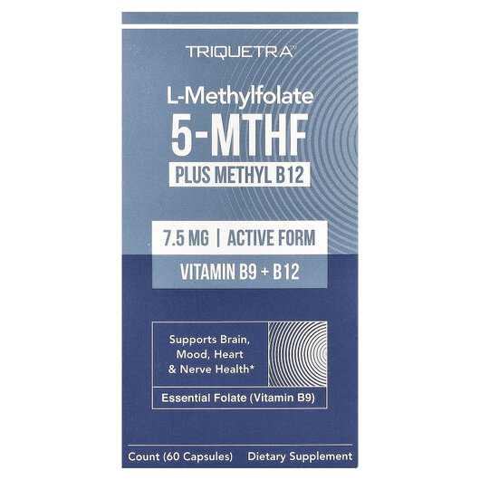 Основное фото товара L-Methylfolate 5-MTHF plus Methyl B-12 Основное фото товара Метилфолат, L-Methylfolate 5-MTHF plus Methyl B-12, 60 капсул