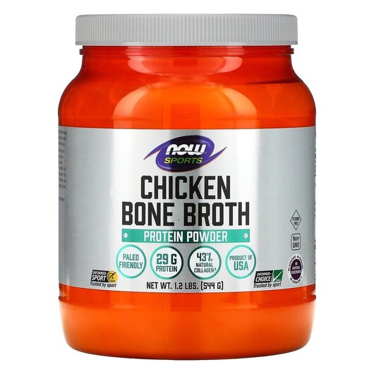 Основне фото товару Chicken Bone Broth 1 Основне фото товару NOW Foods, Chicken Bone Broth 1, Зміцнення кісток, 544 г