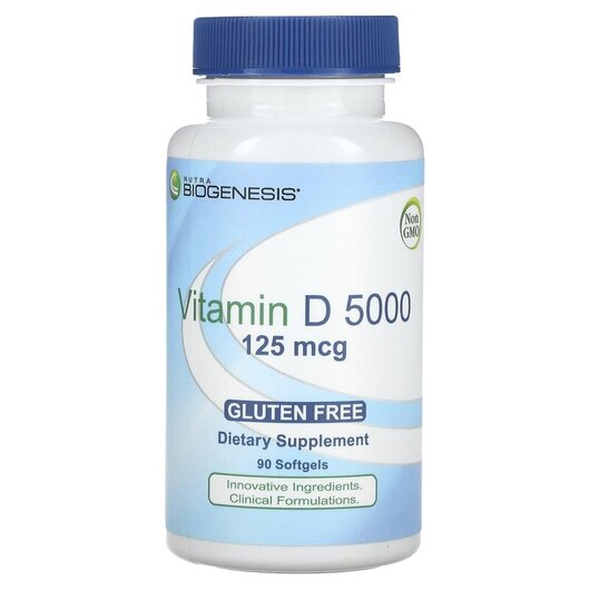 Основное фото товара Nutra BioGenesis, Витамин D3, Vitamin D 5000 125 mcg, 90 капсул