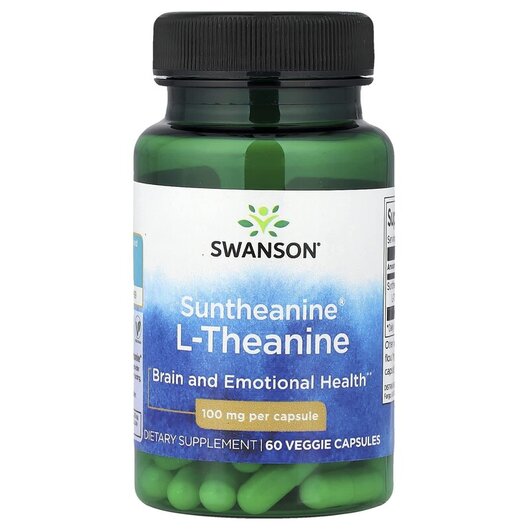 Основное фото товара Suntheanine L-Theanine 100 mg Основное фото товара Swanson, L-Теанин, Suntheanine L-Theanine 100 mg, 60 капсул