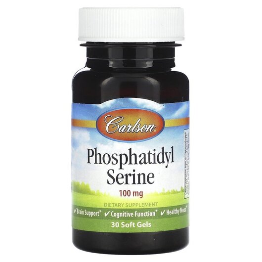Основне фото товару Carlson, Phosphatidyl Serine 100 mg, Фосфатидилсерин, 30 капсул