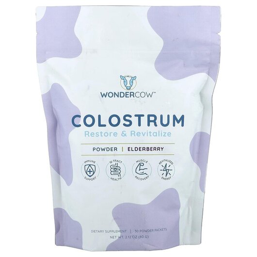 Основное фото товара Wondercow, Колострум, Colostrum Powder Elderberry, 30 шт