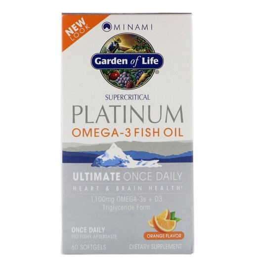 Основное фото товара Омега 3, Platinum Omega-3 Fish Oil Orange Flavor, 60 капсул