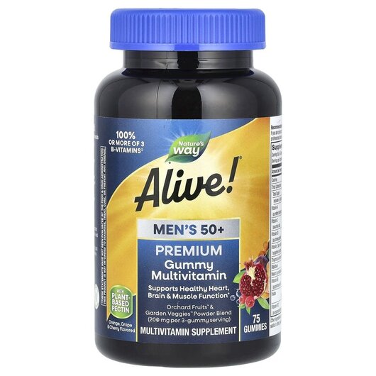 Основное фото товара Мультивитамины, Alive! Men's 50+ Gummy Vitamins, 75 конфет