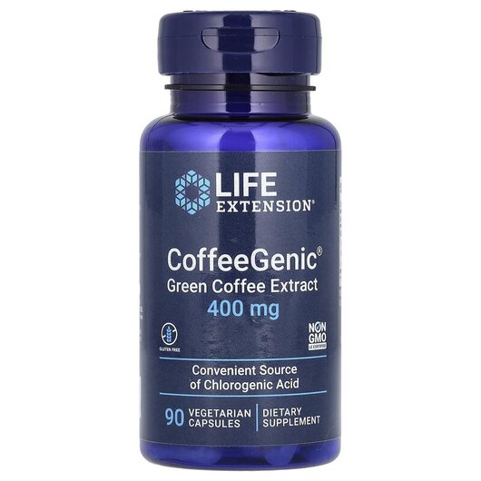 Основне фото товару CoffeeGenic Green Coffee Extract 400 mg Основне фото товару CoffeeGenic Green Coffee, Екстракт зеленої кави 400 мг, 90 капсул