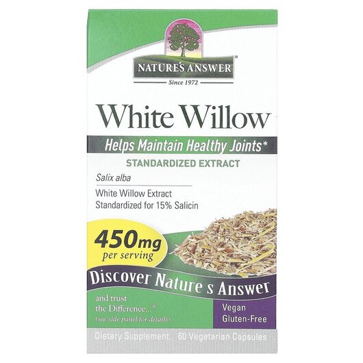 Основное фото товара Nature's Answer, Кора Белой Ивы, White Willow 450 mg, 60 кап