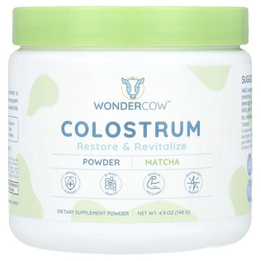 Основное фото товара Colostrum Powder Matcha Основное фото товара Wondercow, Колострум, Colostrum Powder Matcha, 140 г