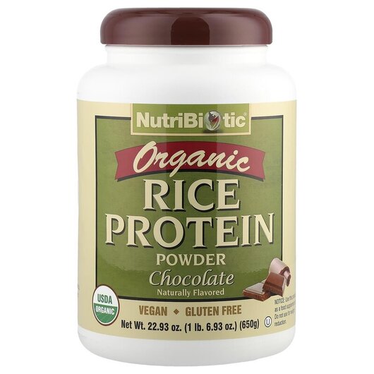 Основне фото товару Raw Organic Rice Protein Chocolate 6, Рисовий протеїн, 650 г